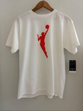 WNBA Youth White Short-Sleeve Tee with Orange Basketball Logo US XL 18/20
